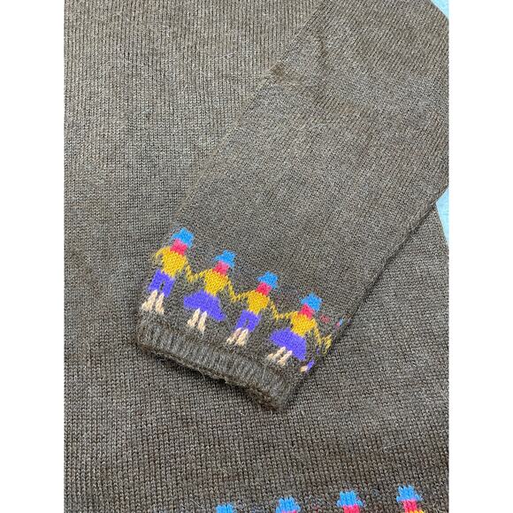 Vintage Loreto Women's Size L Alpaca Brown Printed Sweater - Picture 14 of 15